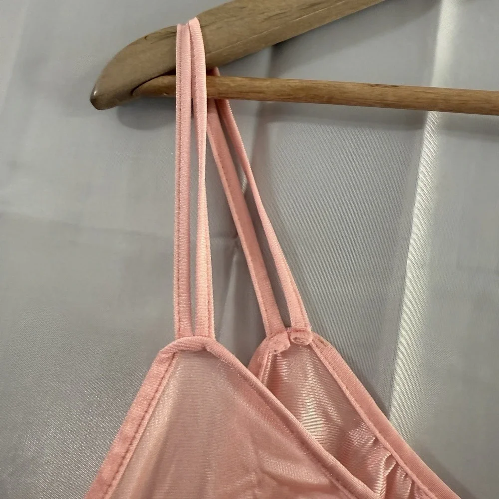 Vintage Womens 3X Undercover Wear Long Nightgown Pink Peek A Boo‎ Band Sexy USA